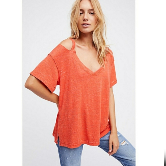 🎀Host Pick🎀FREE PEOPLE Orange Surf's Up Tee - Picture 2 of 7
